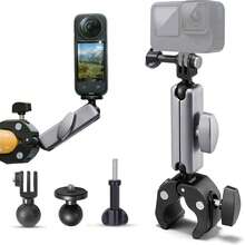 VeFly 靈活 360 度旋轉摩托車把手鋁合金夾具支架，適用於 Insta360 X5 X4 Hero 13 12 Osmo Action 相機 - 查看 1