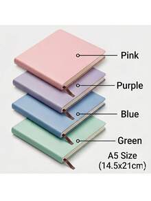 1pc Premium A5 PU Leather Notebook, 160 Pages Thick Non-Bleed Paper, Flexible Diary With Ribbon Bookmark, Suitable For Office Bac, First Day Of School - Multicolor - View 7
