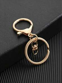 50Metal Lobster Clasp Keychains, Four-Section Chain/Figure-8 Chain Keychain Pendants, DIY Alloy Key Ring Jewelry Accessories,Keychain Accessories. - Gold + Silver - View 9