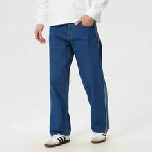 Adidas Men's Clover Denim Sweatpants, Loose Fit, Breathable, Casual, Versatile Long Pants - Denim Blue - View 6