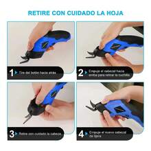 Rechargeable Cordless Electric Scissors For Cutting Fabrics And Cardboard - Blue - View 9