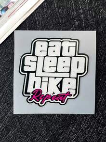 「Eat Sleep Ride Repeat」防水自行車貼紙，優質 PVC 材質耐磨防刮貼花，適用於公路車、山地車及戶外使用 - 彩色 - 查看 3