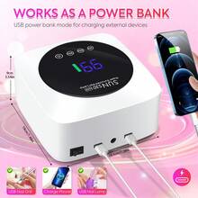 DianaBeauty Rechargeable UV LED Nail Lamp, Fast Curing All UV Gels, 57 LED Professional Nail Dryer With Sensor Function, Salon Equipment - White - View 8