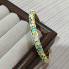 1pc Vintage Palace Style Bohemian Hand-Painted Colorful Enamel Cloisonné Bracelet, Suitable For Women And Girls Jewelry - Double Teardrop Bracelet - View 10