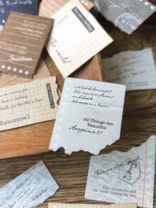 1 Pack 30pcs Vintage Distressed Asymmetrical English Paper Strip Stickers For Scrapbooking Decoration Collage Material School Supplies - DT1826 - View 4