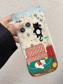 Katzen  Phone Case, Handyhülle Mit Blume Muster, Personalisiert Handyhülle, Creamy Smooth Texture, Wave Buffer Shock Absorption, Shockproof, Lightweight Anti Collision, For IPhone 11 Pro Max/12/12 Pro/12 Pro Max/13/13 Pro/13 Pro Max/14/14 Plus/14 Pro/14 Pro Max/15/15 Plus/15 Pro/15 Pro Max/16/16 Plus/16 Pro/16 Pro Max/X/XS/XS Max/17/17 Pro/17 Pro Max/Air - Multicolor - View 2