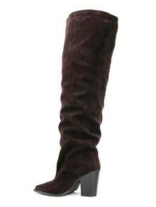 Bottes Cuissardes Drapées à Bout Pointu Et Talon Évasé – L'Élégance Graphique - Brown 2573A-1 - View 5