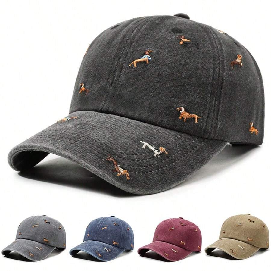 Gorra de béisbol lavada primavera/otoño nueva moda bordado de cachorro parte superior suave estilo calle vintage desgastado