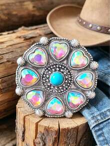 Women's Charming Jewelry Bohemian Vintage Style Heart-Shaped AB Rhinestone Elastic Ring, Suitable For Daily Wear Or As A Holiday Gift For Women - Rings - View 1