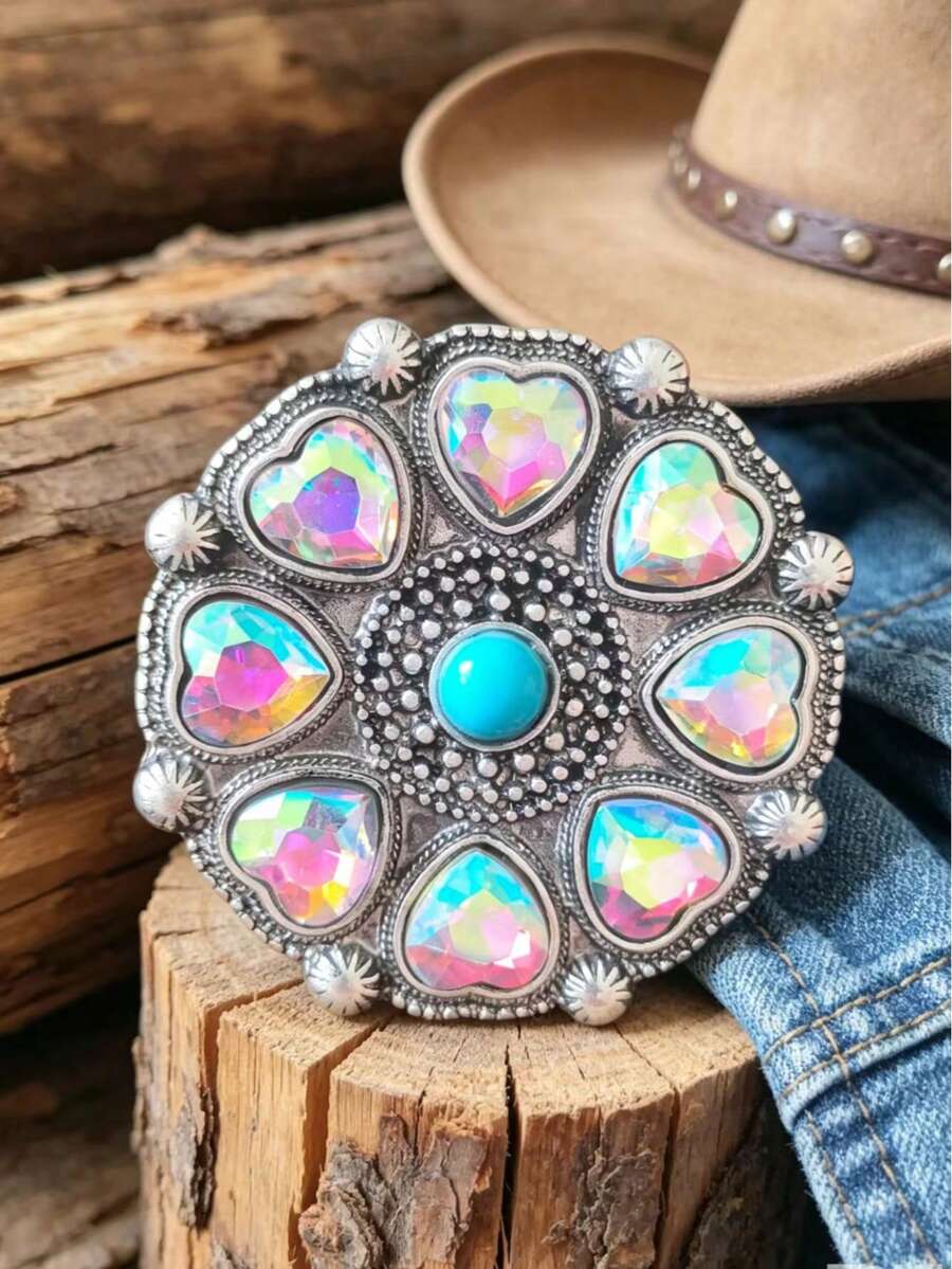 Women's Charming Jewelry Bohemian Vintage Style Heart-Shaped AB Rhinestone Elastic Ring, Suitable For Daily Wear Or As A Holiday Gift For Women - Rings - View 1