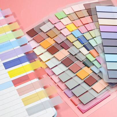 2000 piezas de etiquetas autoadhesivas, 10 estilos de marcadores transparentes, notas adhesivas de colores y etiquetas autoadhesivas - Adecuado para la escuela, la oficina y los libros