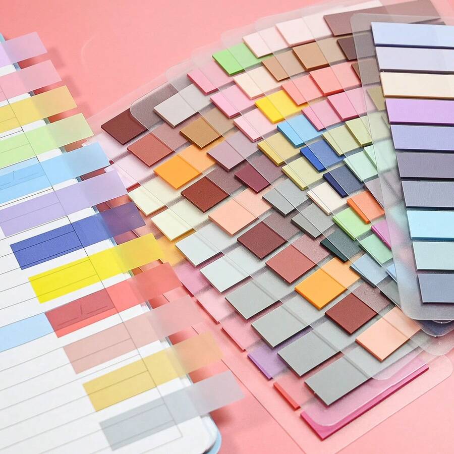 2000pcs Self-Adhesive Labels, 10 Styles Transparent Bookmarks, Colored Sticky Notes And Self-Adhesive Labels - Suitable For School, Office And Books School Supplies - one-size - View 1