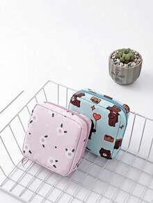 Sanitary Napkin Storage Bag, Portable Makeup Lipstick Pouch, Large Capacity Cartoon Design Coin Purse, Girls Cash Bag, Waterproof Fabric Material, Can Be Used To Store Sanitary Napkins And Panty Liners, Stationery Travel Essential Makeup Bag,Back To School,Bedroom Room Decor,Back To School - Multicolor - View 1