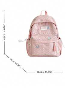 LECEY Mochila de gran capacidad con estampado de letras - Rosa - Ver 7