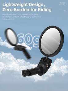 WEST BIKING Bicycle HD Convex Rearview Mirror Wide Field Of View Reliable 360 Degree Free Adjustment Bar End Design Lightweight Road Bike MTB Cycling Rearview Mirror - Black - View 6
