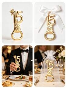 24pcs Gold 15 Inch Bottle Opener Set, Suitable For 15th Birthday Gift, Birthday Party Favor, Anniversary Gift, Wedding Souvenir And Guest Return Gift, Valentine's Day Gift, Kitchen And Bar Supplies, Party Favor - Simple Bottle Opener - View 5