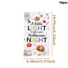 48 pièces Cartes de décoration de bâtons lumineux scellées pour Halloween, motif fantôme blanc & citrouille, décoration de maison pour Halloween, décoration de fête d'Halloween, cadeaux de fête, fournitures de fête d'Halloween (bâtons lumineux non inclus) - Voir 10