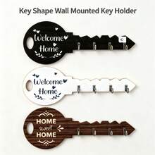Halloween Boho Style Wooden Key Holder Wall Mount Hooks Space Saving Entryway Key Organizer Easy To Install Suitable For Home Office Bedroom Living Room Kitchen Decor Rustic Vintage Design Storage Solution Functional Decorative Accessory Perfect Gift Idea - Multicolor - View 2