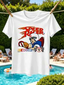 T-shirt graphique Speed Racer, décontracté, respirant, imprimé graphique unique, nouveauté - Noir - Voir 2