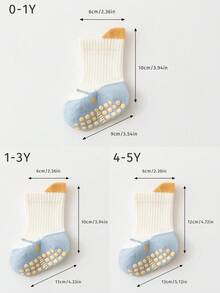 2 Pairs Boneless Mid-Calf Large Area Dotted Non-Slip Shoe-Like Socks For Infants And Toddlers, Spring/Summer Floor Socks - Multicolor - View 5