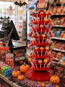 Red Lollipop Display Stand, 9.84 Inch Candy Storage Rack, Multi-Layer Dessert Stand Organizer, Suitable For Candy Buffet, Birthday Party, Wedding, Retail Store, Bakery, Candy Bar, Holiday Party Gift Display And Decoration - Multicolor - View 6
