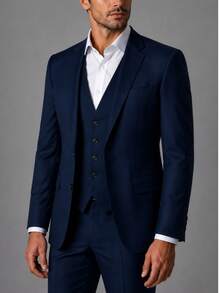 Slim Fit 3 Piece Suit – Sophistication With Stylish Vest - Navy Blue - View 2