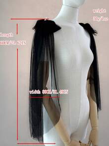 1 Pair Black Tulle Bow Shoulder Cape, Short Arm Cover Evening Dress Accessory, Detachable Shoulder Veil, Halloween Costume Accessory - Black Bow - View 10