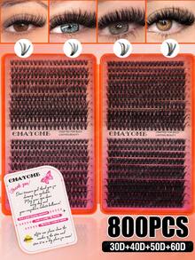 800/740/720pcs High-Volume DIY False Eyelashes, 8-16mm Mixed Length D Curl Natural Look False Eyelashes, Extra Thick And Fluffy, Friendly To Beginners, Suitable For Daily Use And Outgoing, Party, Festival And Travel Using,Styles Mixed Eyelashes - D - View 5