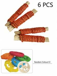 2/6/14/20pcs Mixed Color Rabbit Chew Toy Set, Handmade Woven Carrot Hemp Rope Ball, Loofah, Apple Wood Hanging Teething Toys, Suitable For Rabbits, Hamsters, Guinea Pigs, Indoor Teething Entertainment, Cute Holiday Pet Gift - View 10