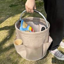HEART LEAF Foldable Durable Lightweight Storage Basket, Open-Top Multi-Functional Bucket With Handle, High-Quality Portable Picnic And Beach Basket, Essential Accessory For Home, Suitable For Bathroom Toiletry Bag, Laundry Hamper, And Outdoor Use - Multicolor - View 3