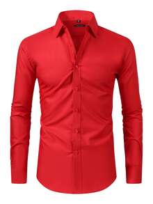 Rand paul Men's Microfiber Cotton Shirt - Comfortable And Stylish Slim Fit - 紅色 - 查看 3