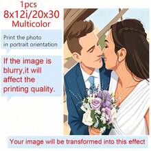 Retrato plano, ilustración personalizada, foto personalizada, ilustración de foto, retrato personalizado, regalo para novio, regalo para novia, para la familia, decoración de sala de estar, regalo de cumpleaños, decoración del hogar, minimalismo moderno - Multicolor - Ver 15