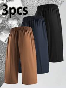 Set de 3 pantalones capri deportivos casuales cómodos para hombres de talla grande - Multicolor - Ver 6