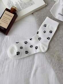 1/3 pares de calcetines de maternidad cómodos de media pantorrilla con patrón de pata de gato de Body completo, estilo caricatura lindo, para usar en todas las estaciones - Multicolor - Ver 12