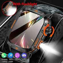 Reloj inteligente para hombres de 2.01 pulgadas con linterna LED, pantalla grande HD, llamadas inalámbricas y notificaciones de SMS, múltiples modos deportivos, aleación de zinc, reloj inteligente para deportes al aire libre, compatible con iOS y Android - Multicolor - Ver 13