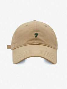 1pc Unisex Minimalist Number 7 Baseball Cap, Vintage Washed Dad Hat, Embroidered Logo, Adjustable Casual Hat, Suitable For Spring, Autumn, Summer Travel - A - View 12