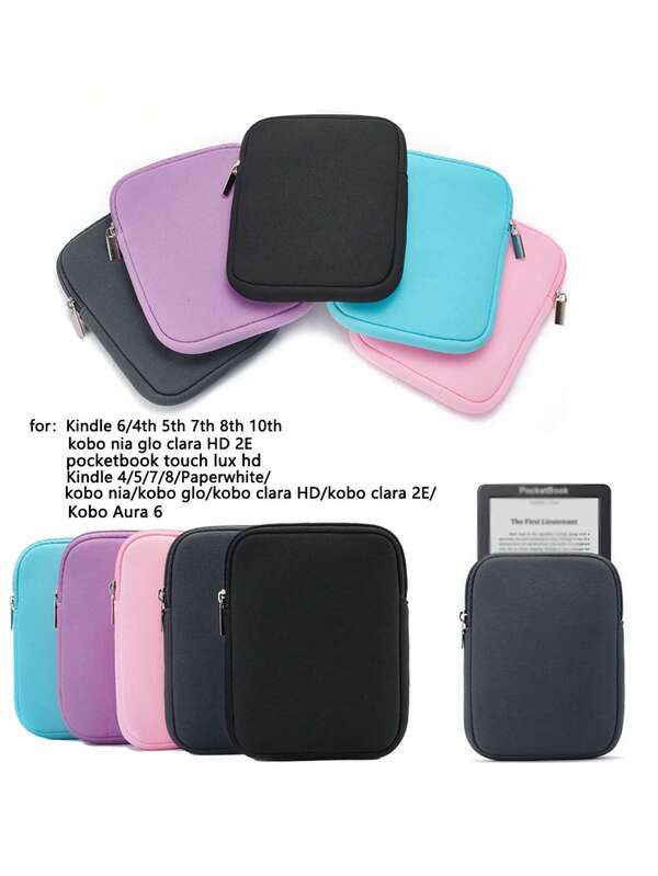 6 吋適用於 Kindle 全系列、Clara2E/Aura6/Pocketbook 電子閱讀器保護套，輕量防震拉鍊收納袋，多色便攜閱讀器保護套
