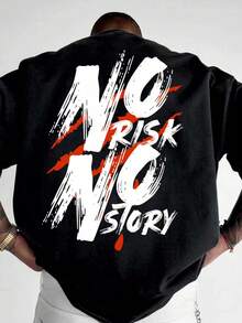 Vintage Streetwear Graphic T-Shirt For Men, Risk-Free, No-Nonsense - Bold Letter Print - Summer Tops - 白色 - 查看 6