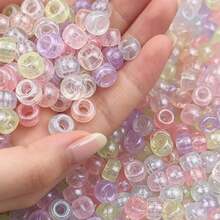 200/300pcs Mixed Color Pony Beads, Large Hole Barrel Beads For Dreadlocks, Jewelry Making Beads, Suitable For DIY Bracelets, Jewelry, Necklaces, Dreadlock Making Beads, Handmade Braided Bags - Multicolor - View 1