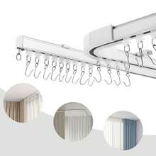 RibasuBB Ceiling Curtain Track Set, Aluminum Alloy, 12-18 Ft, Heavy Duty Bendable Rail For Room Divider, White - one-size - View 1
