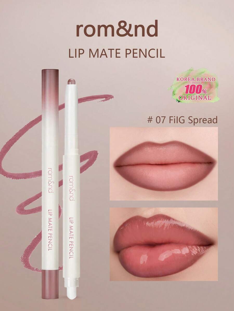 Rom&nd LIP MATE 唇線筆 07 FIG SPREAD，柔霧唇線筆，輕盈透氣芯，易勾勒唇形，高顯色自然裸色調，便攜尺寸，適合日常使用，適合初學者，K-Beauty 韓系彩妝，Olive Young，禮品，0.5g/0.02oz