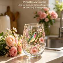 The 2026 "Garden Hummingbird" Chenyue Glass Tea Cup Features An Elegant Gold Rim And A 14-Ounce (Approx. 415 Ml) Capacity; Its Clear Body Makes It Perfect For Brewing Loose-Leaf Tea. This Cup Embodies The Artistic Beauty Of Nature. - Hummingbird - View 3