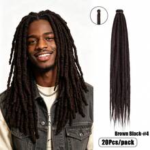 20 Strands 24 Inch Dreadlock Extensions Synthetic Hippie Single Ended Dreads Ombre Black 0.6 Cm Width Loc Extensions Reggae Style Crochet Hair For Men - Multicolor - View 17