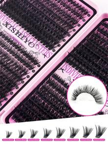 640/576 Clusters Single Cluster False Eyelashes Set, Includes Adhesive Glue, Sealing Glue, Tweezers And Eyelash Brush; Suitable For Beginners, Dense And Fluffy, Natural And Lightweight, Easy To Apply; Equipped With Large Capacity Eyelash Storage Book, Classic Cross Dynamic Style - Multicolor - View 9
