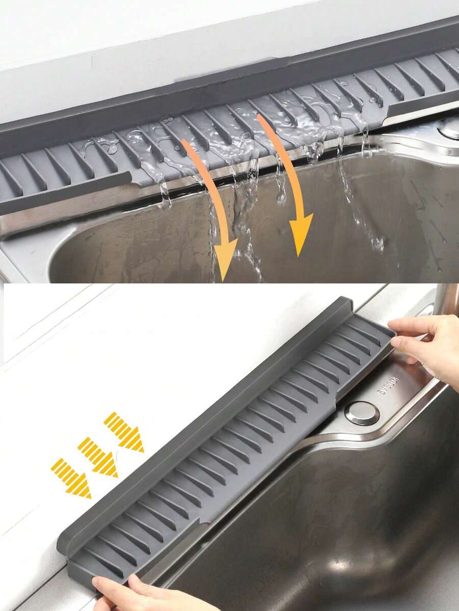Modern Kitchen Essential: Large Self-Draining Dish Rack, Non-Slip Silicone Countertop Mat, 5° Sloped Angle, Convenient For Draining Dishes And Food Prep, Perfect Accessory For Any Kitchen Sink - Multicolor - View 1