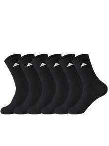 1/6/12/18 Pairs Men's Soft Round Socks, Triangle Logo Ribbed Cushioned Sports Socks, Comfortable Casual Mid-Calf Socks, Suitable For Gym, Running, Daily Wear - Multicolor - View 18