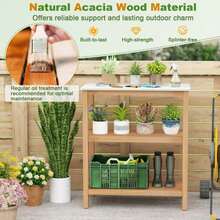 3-Tier Garden Potting Bench Table With Marble-Like Countertop-XY869531 - FXCA9IROIWJEX0 - View 7