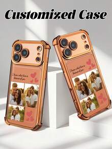 1pc Customized Orange Phone Case, Supports Personalized Photos, Suitable For Friends, Couples And Families. Compatible With Upgraded 17 Pro Max/Air/17 Pro/16 Pro Max/15 Pro Max/14 Pro Max Full-Body Camera Protection, Matte Semi-Transparent Anti-Fall Anti-Scratch Ultra-Thin Shell, Military-Grade Protection, An Ideal Gift For Family - Orange - View 3