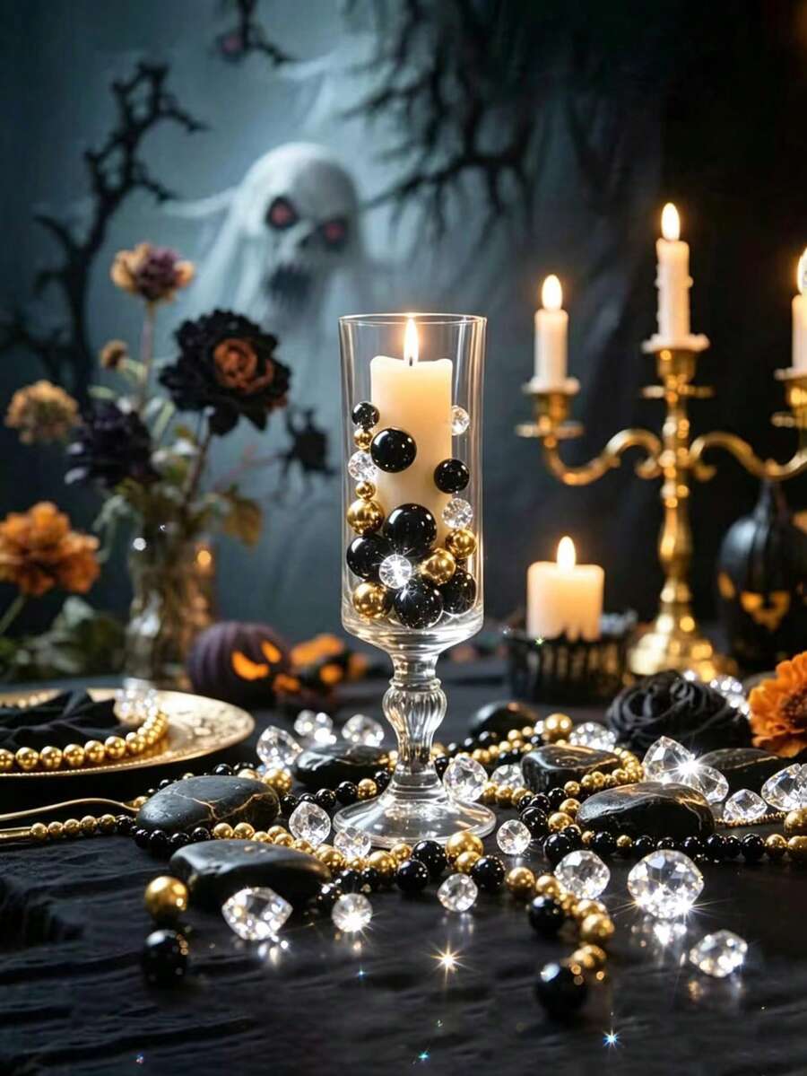 200g Artificial Floating Non-Porous Pearls For Vase Filler, 10mm/16mm/20mm Mixed Sizes, For Vase Decoration, Wedding Decor, Vase Filler, Floating Candle Decoration, Home Center Table Decor, Suitable For DIY Wedding, Birthday, Theme Party, Valentine's Day Decor, Halloween Decor And Christmas Center Decor