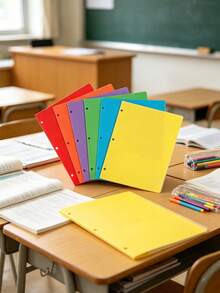 6/1pc Multi-Color Plastic Loose-Leaf Folder With 2 Pockets, Standard 3-Hole Punched File Organizer, Waterproof Document Protector Sleeve With Business Card Holder, Minimalist Business File Storage Bag For Business, University, Office Desk Organization - Multiple Styles - View 5
